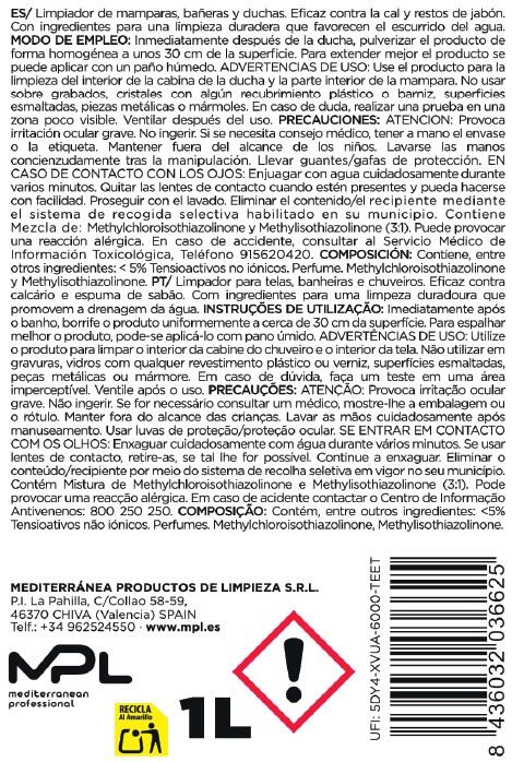 LIMPIADOR MAMPARAS Y DUCHAS 1L - 2