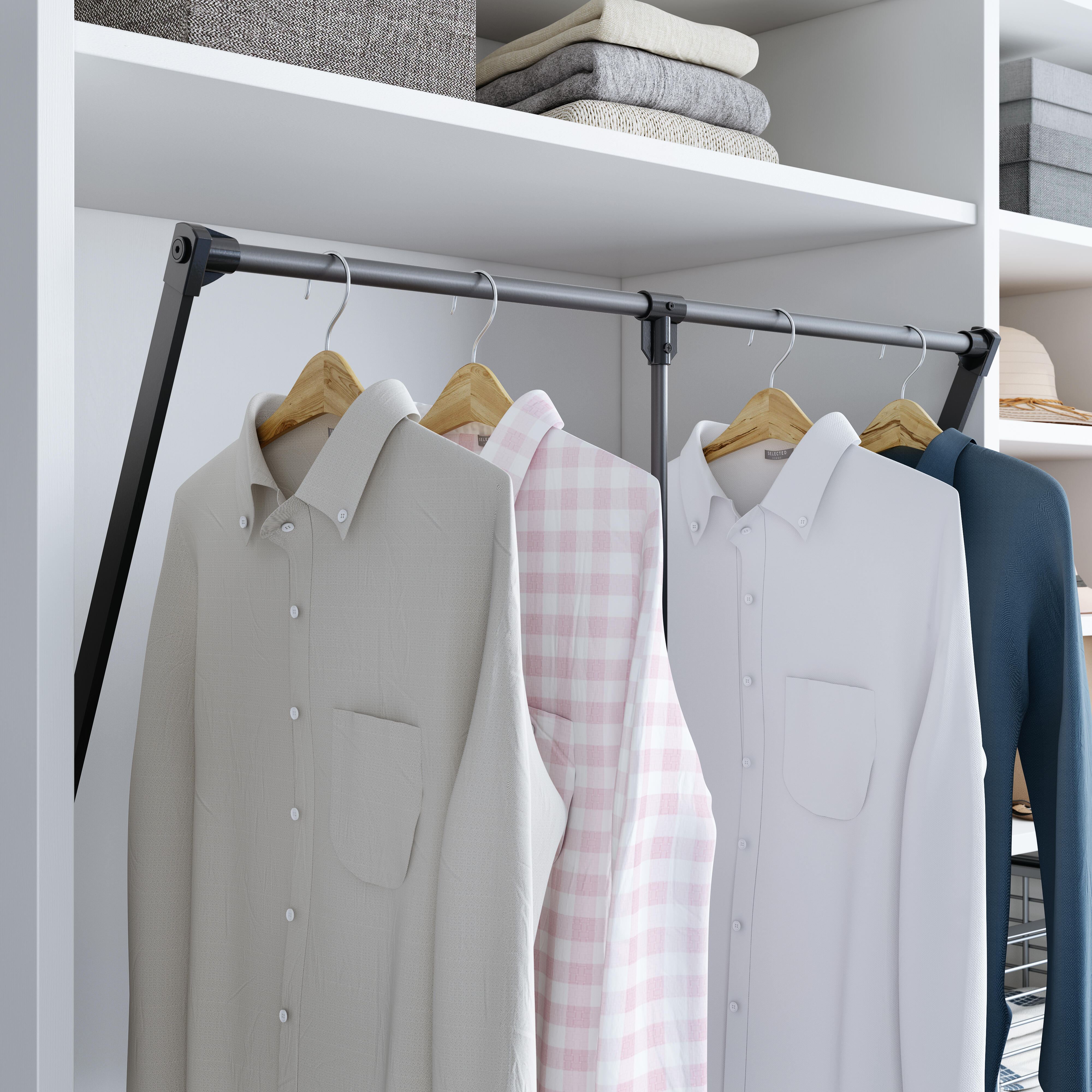 Varão deslizante rebatível preto 40-80 cm Spaceo Evo'M - 6