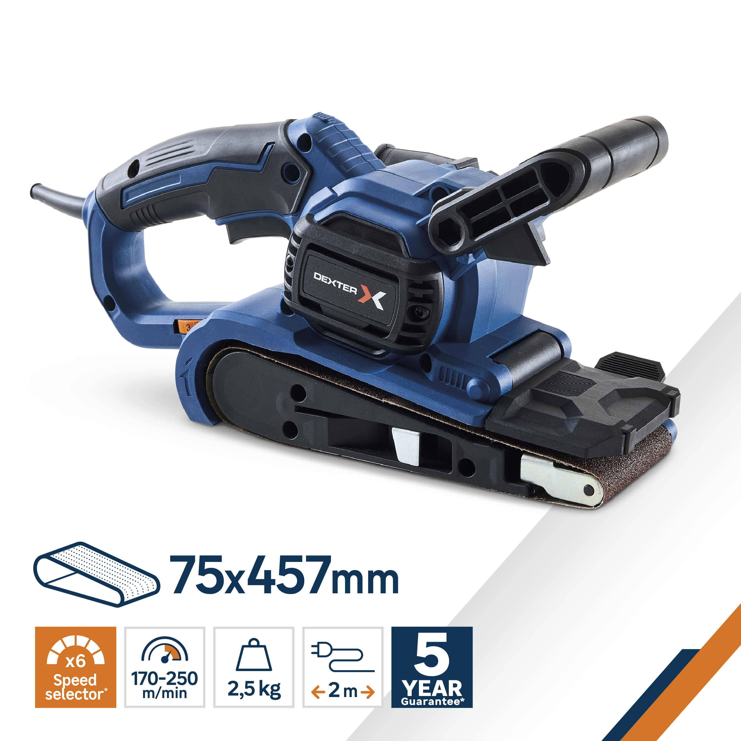 Ponceuse à bande filaire 75X457MM DEXTER, 600 W - 3