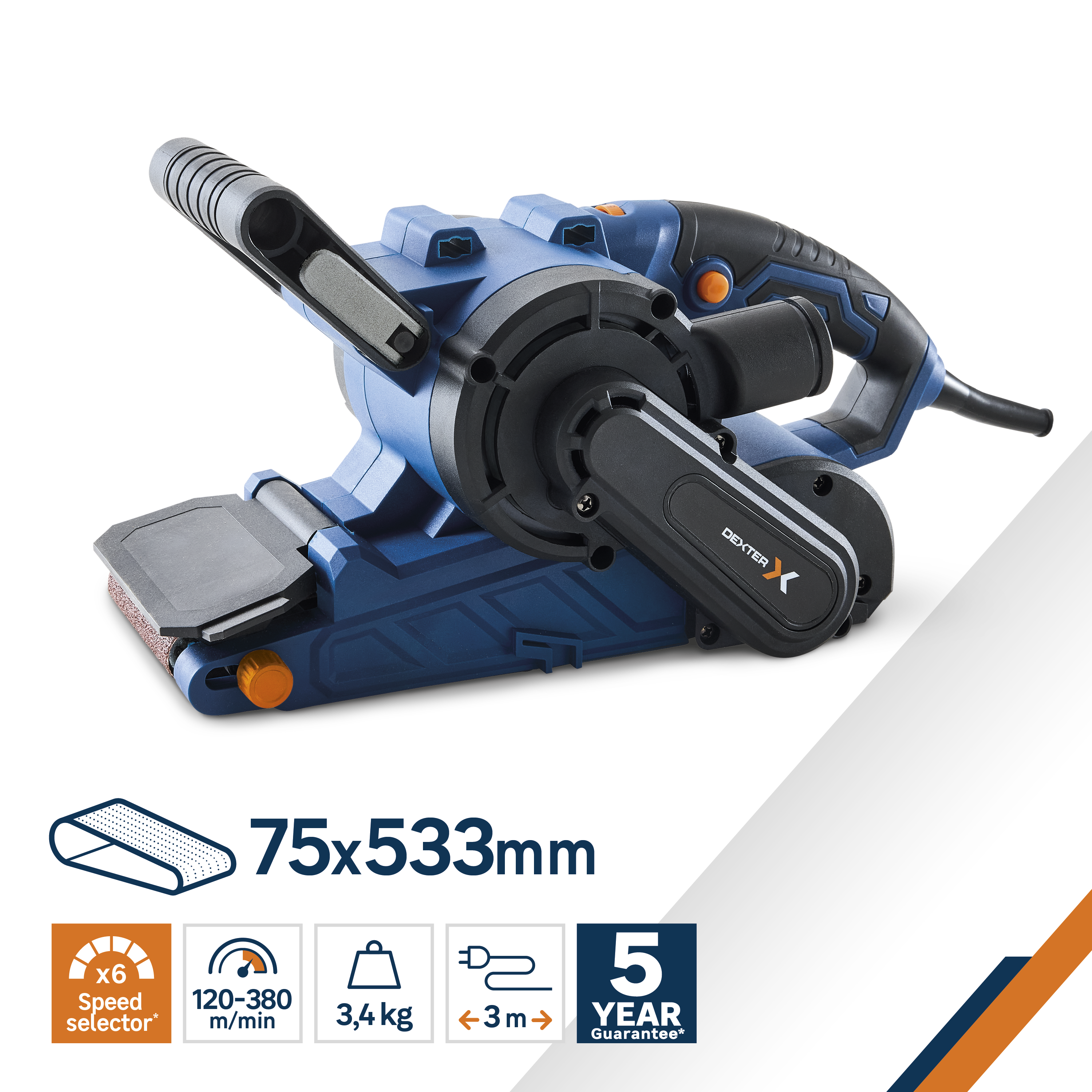 Szlifierka przewodowa taśmowa 900W 900BS2.2001 Dexter - 7
