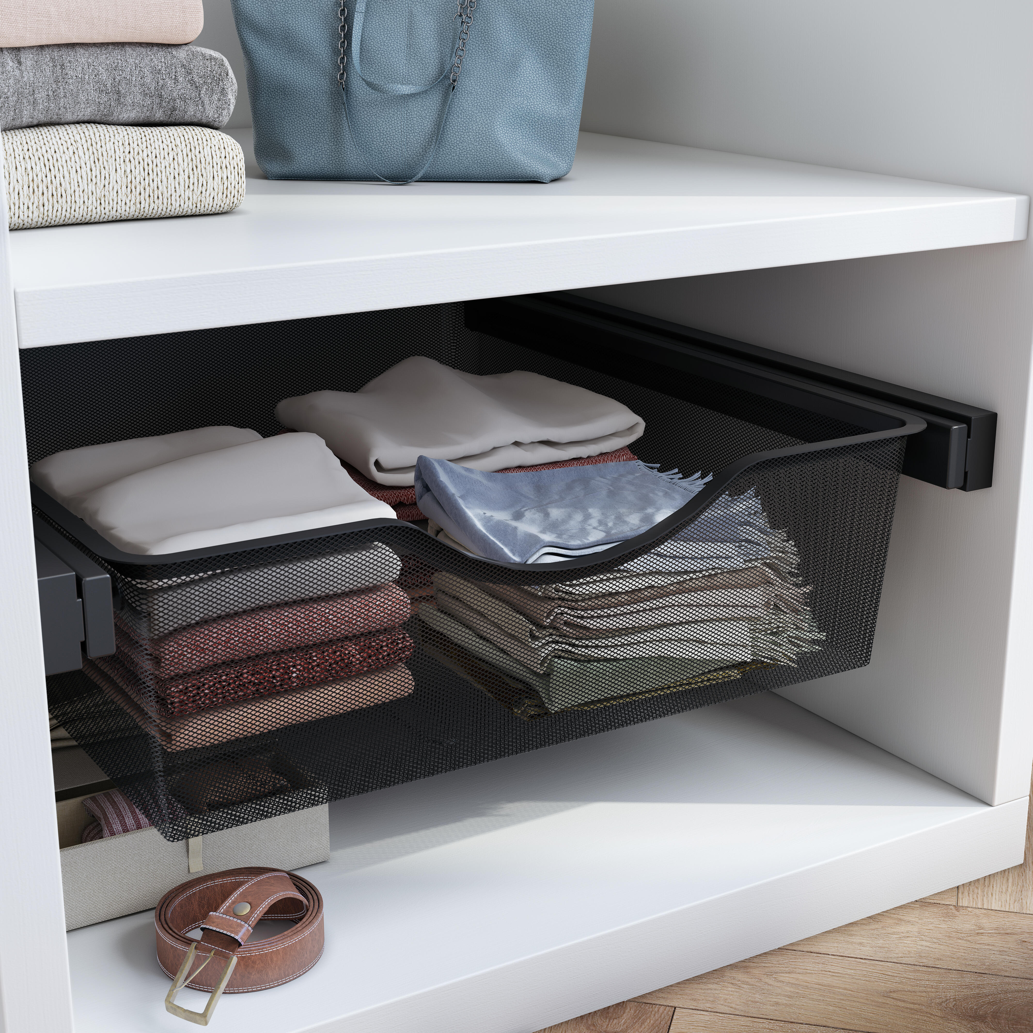 Panier coulissant pour caisson SPACEO Evo'M Mesh noir H.14.8 x l.56.8 x P.48 cm - 3