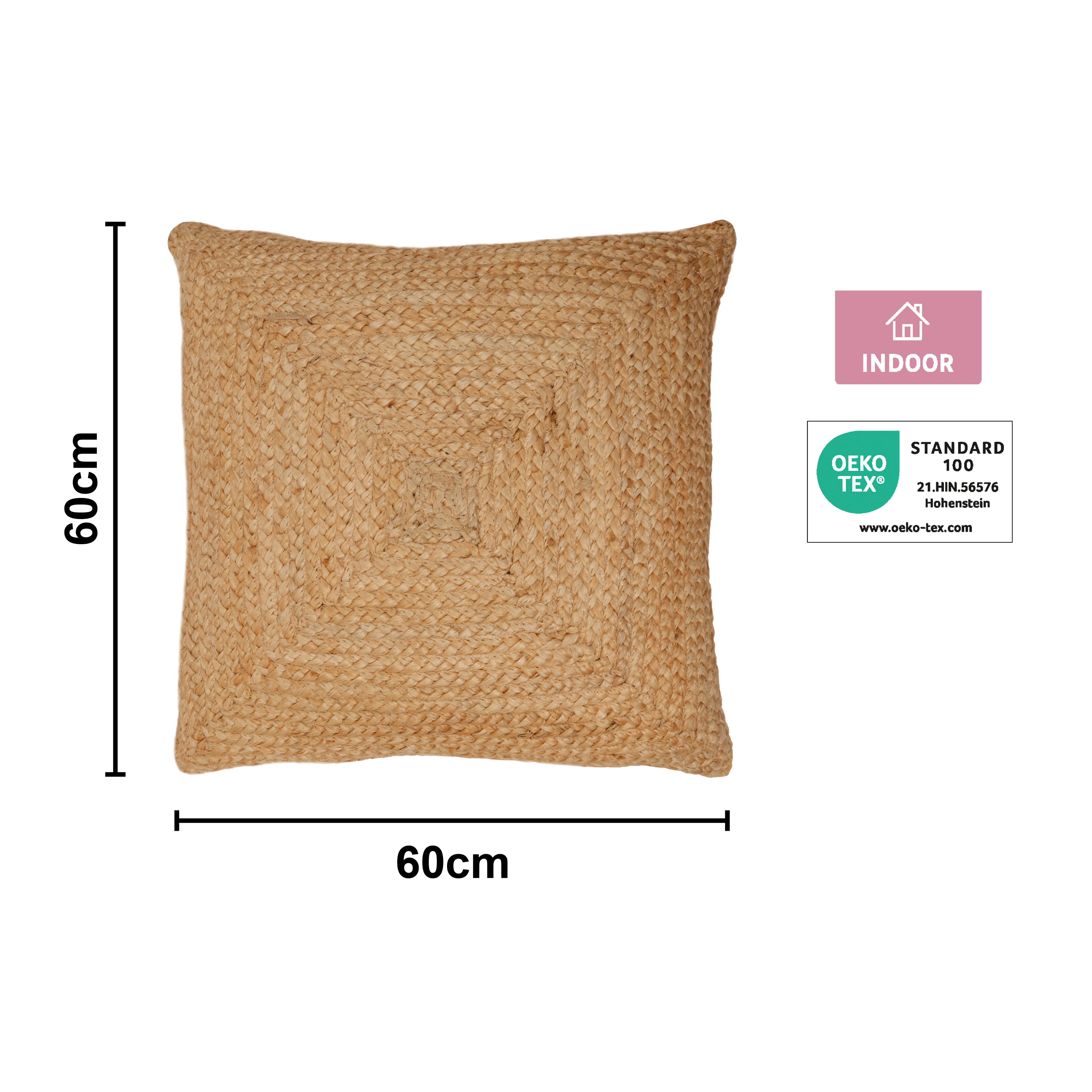 Coussin de sol Nils, jute, l.60 x L.60 cm, INSPIRE - 2