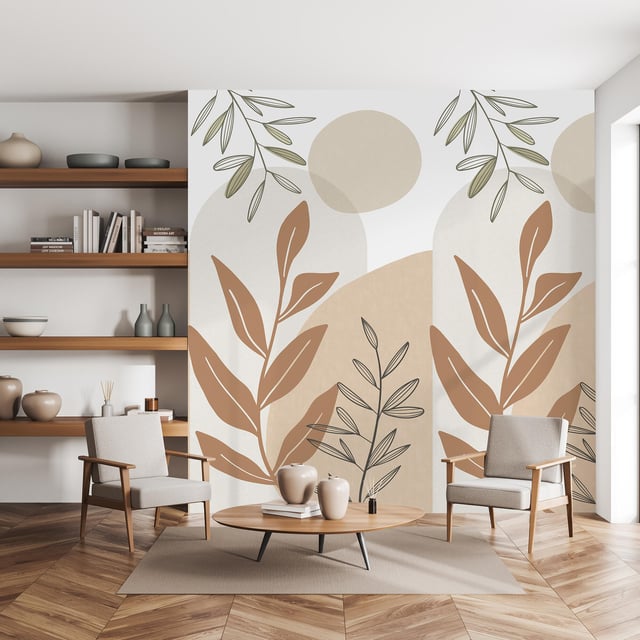 Papier peint panoramique Douceur florale terracotta 159 x H.280 cm
