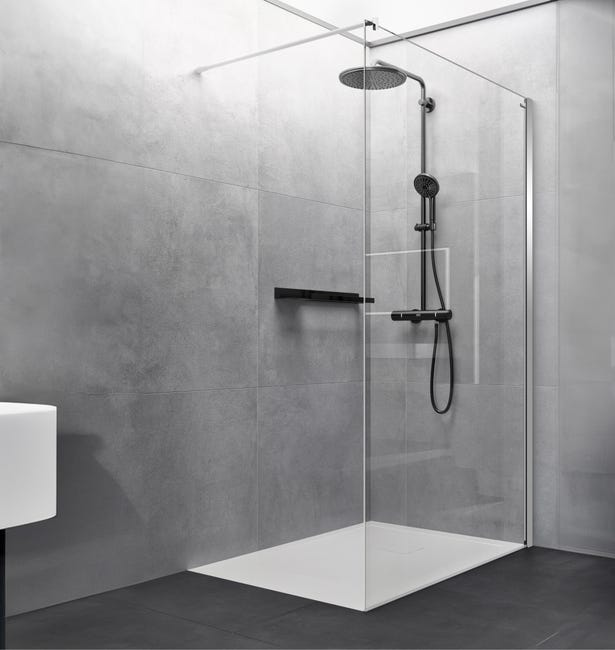 MAMPARA DE DUCHA FRONTAL FIJA DUSCHOLUX D0 PRO WALKIN 100X200CM CROMO - 1