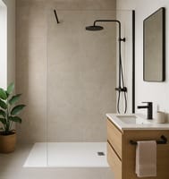 MAMPARA DE DUCHA FRONTAL FIJA CARIBE PRO 100CM NEGRO - 1