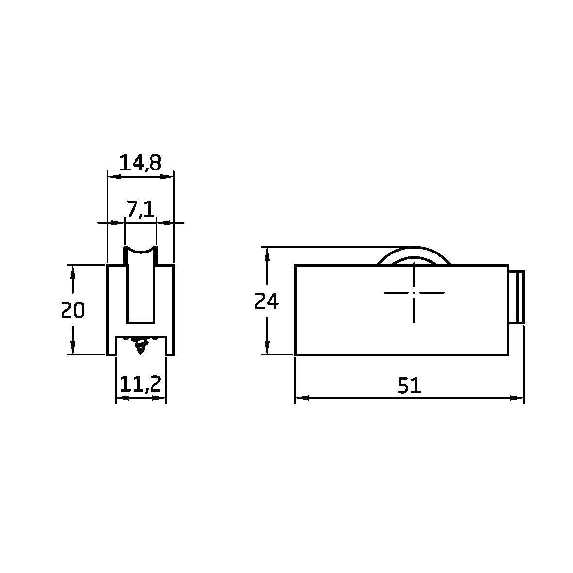 RODAMIENTO PARA VENTANA 51X20MM NYLON NEGRO 2 UDS - 2