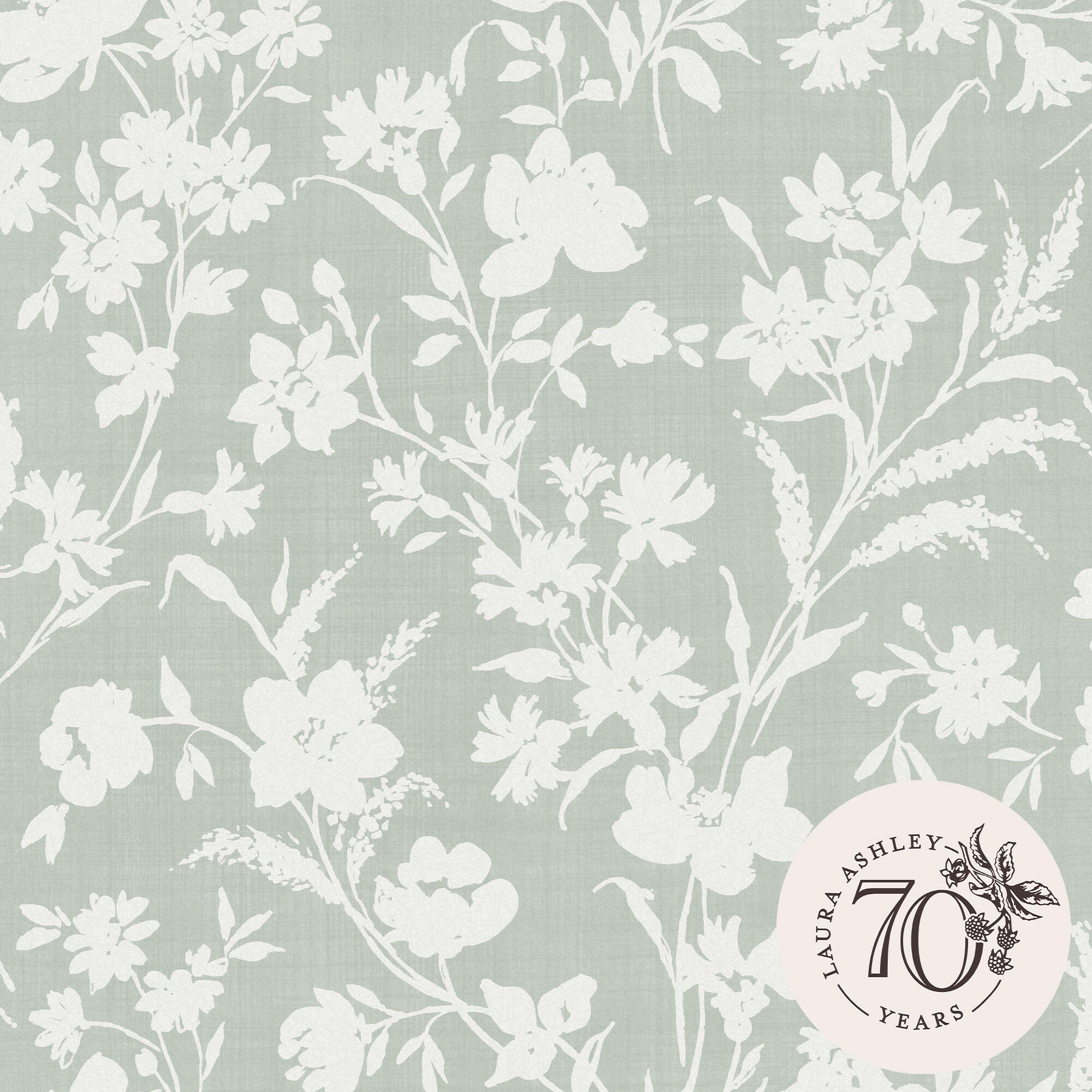 Papier peint intissé, Laura Ashley 2, fleuri vert sauge - 3