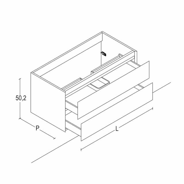 Mobile da bagno sospeso sotto lavabo L 85 x H 50.2 x P 46 cm bianco opaco, 2 cassetti eklettica 45