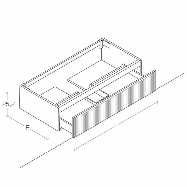 Mobile da bagno sospeso sotto lavabo L 95 x H 25.2 x P 46 cm bianco opaco, 1 cassetto eklettica