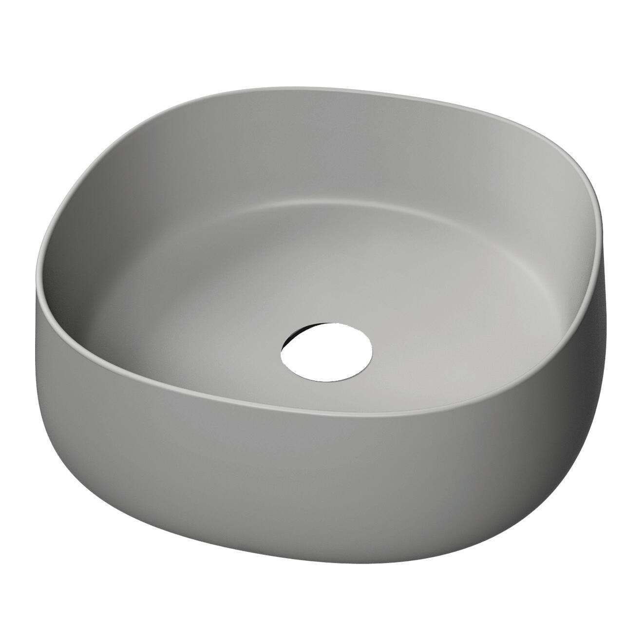 Lavabo da appoggio PADDLE OLYMPIA CERAMICA quadrato in ceramica L 42 x H 42 x P 40 cm grigio - 2