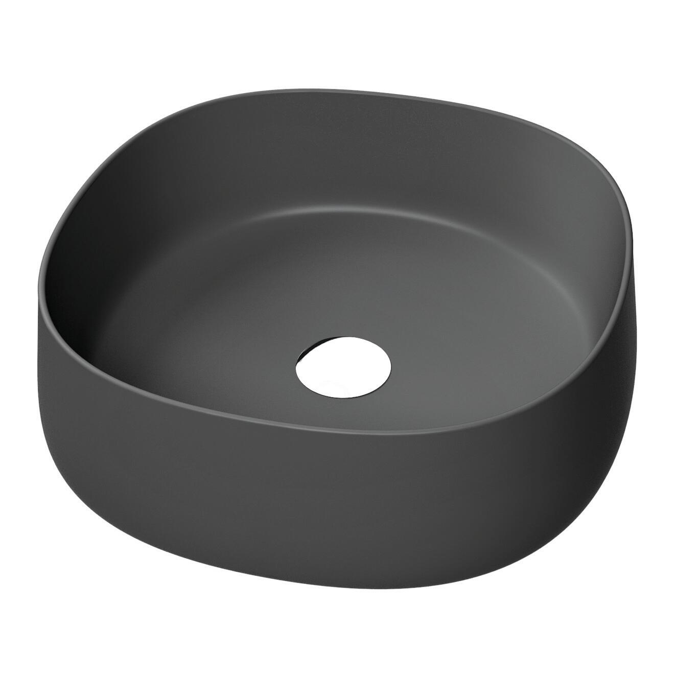 Lavabo da appoggio PADDLE OLYMPIA CERAMICA quadrato in ceramica L 42 x H 14 x P 40 cm nero - 2