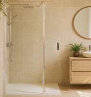 MAMPARA PANEL DE DUCHA PUERTA ABATIBLE CARIBE PRO 50CM CON TIRADOR CROMO - 1