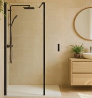 MAMPARA PANEL DE DUCHA PUERTA ABATIBLE CARIBE PRO 50CM CON TIRADOR NEGRO - 1