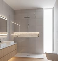 MAMPARA DE DUCHA FRONTAL FIJO CARIBE PRO 70CM CROMO - 1