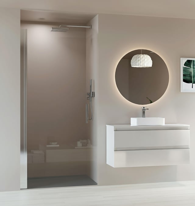 MAMPARA PANEL DE DUCHA ABATIBLE CARIBE PRO 40CM CON TIRADOR CROMO