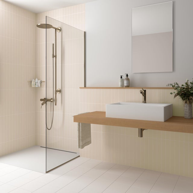 Carrelage mur intérieur Banaba Mat creme l.5cm x L.40 cm
