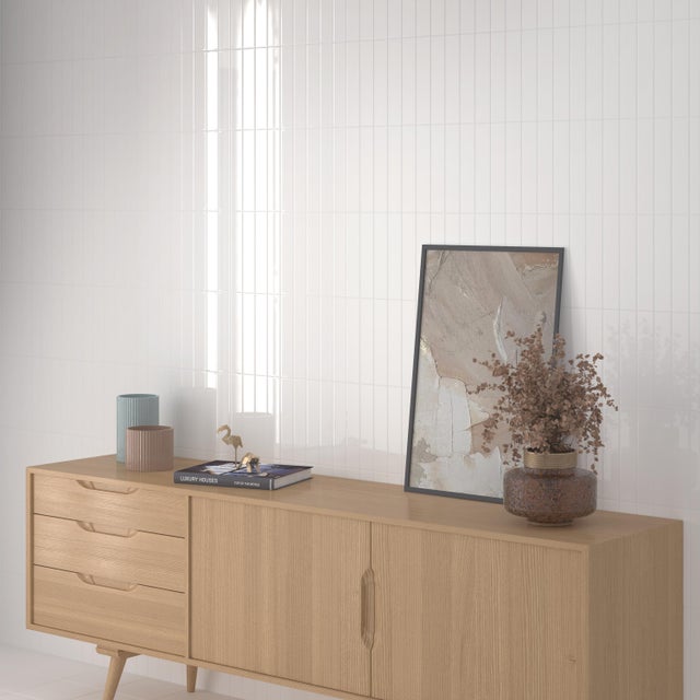 Carrelage mur intérieur Banaba Brillant blanc l.5cm x L.25 cm