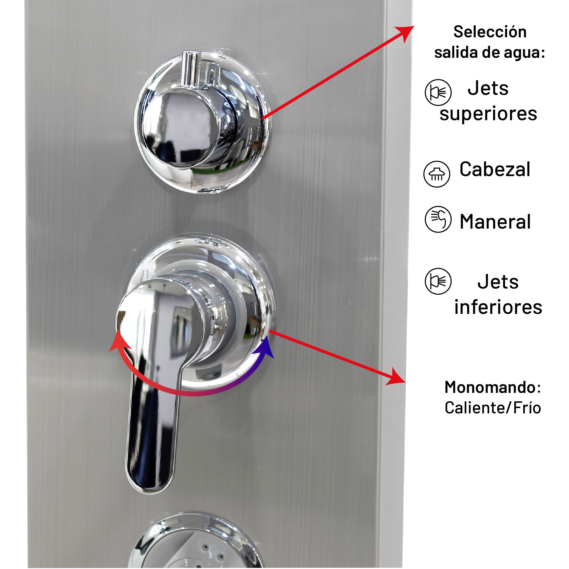 Columna de hidromasaje Kelvin 150x20 cm de color cromo
 - 8