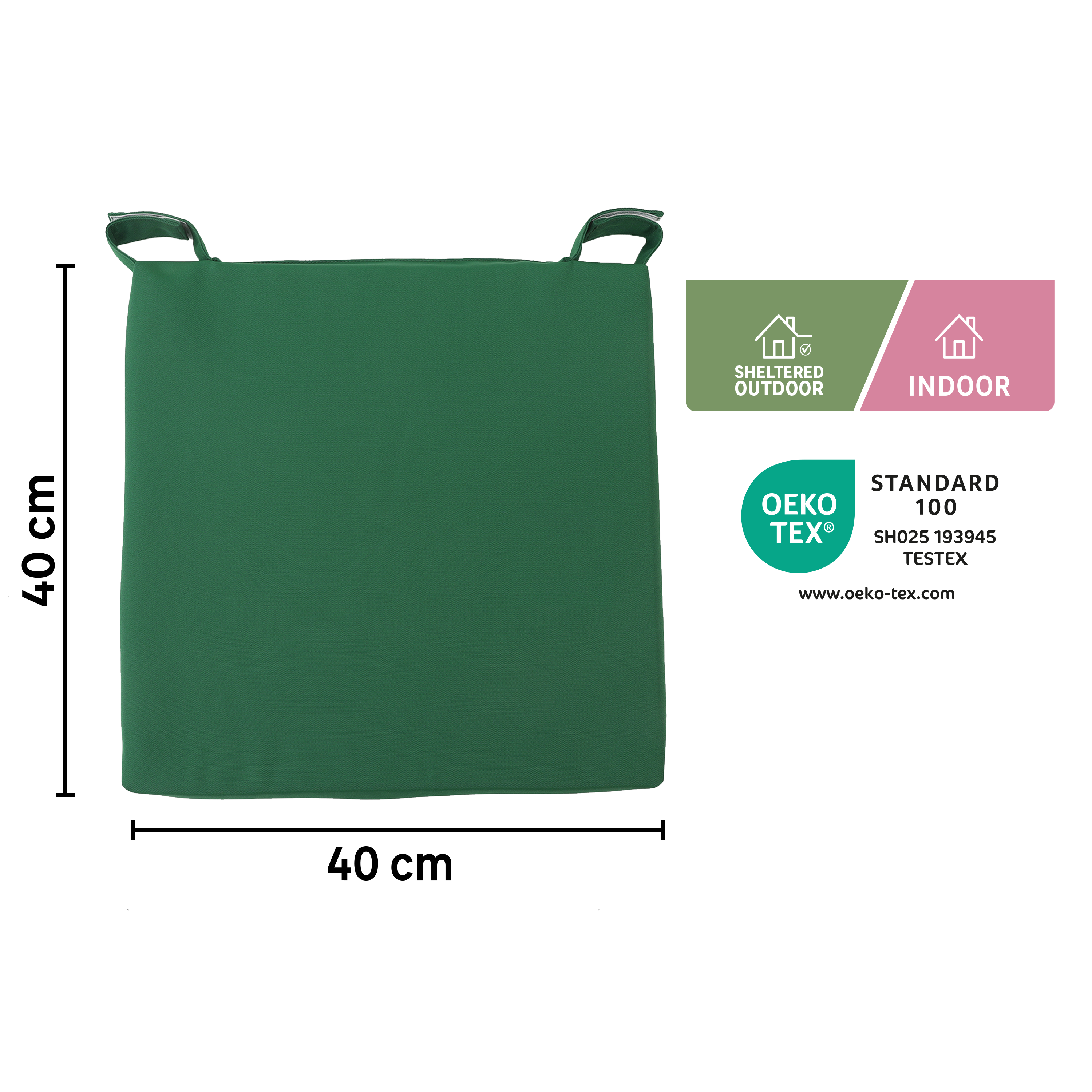 Coussin de chaise New joy, vert, l.40 x L.40 cm INSPIRE - 2