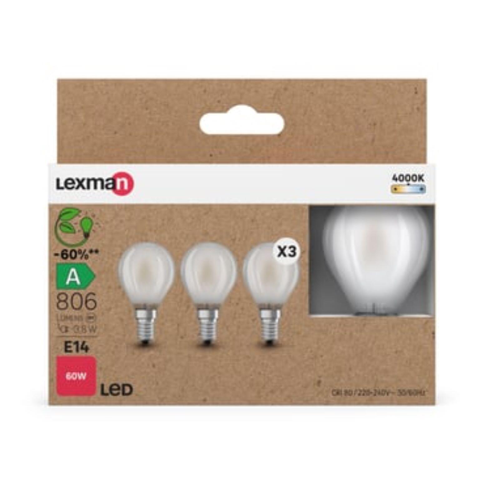Żarówka LED E14 3 szt. 3,8 W = 60 W 806 lm Neutralna biel Lexman klasa A - 4