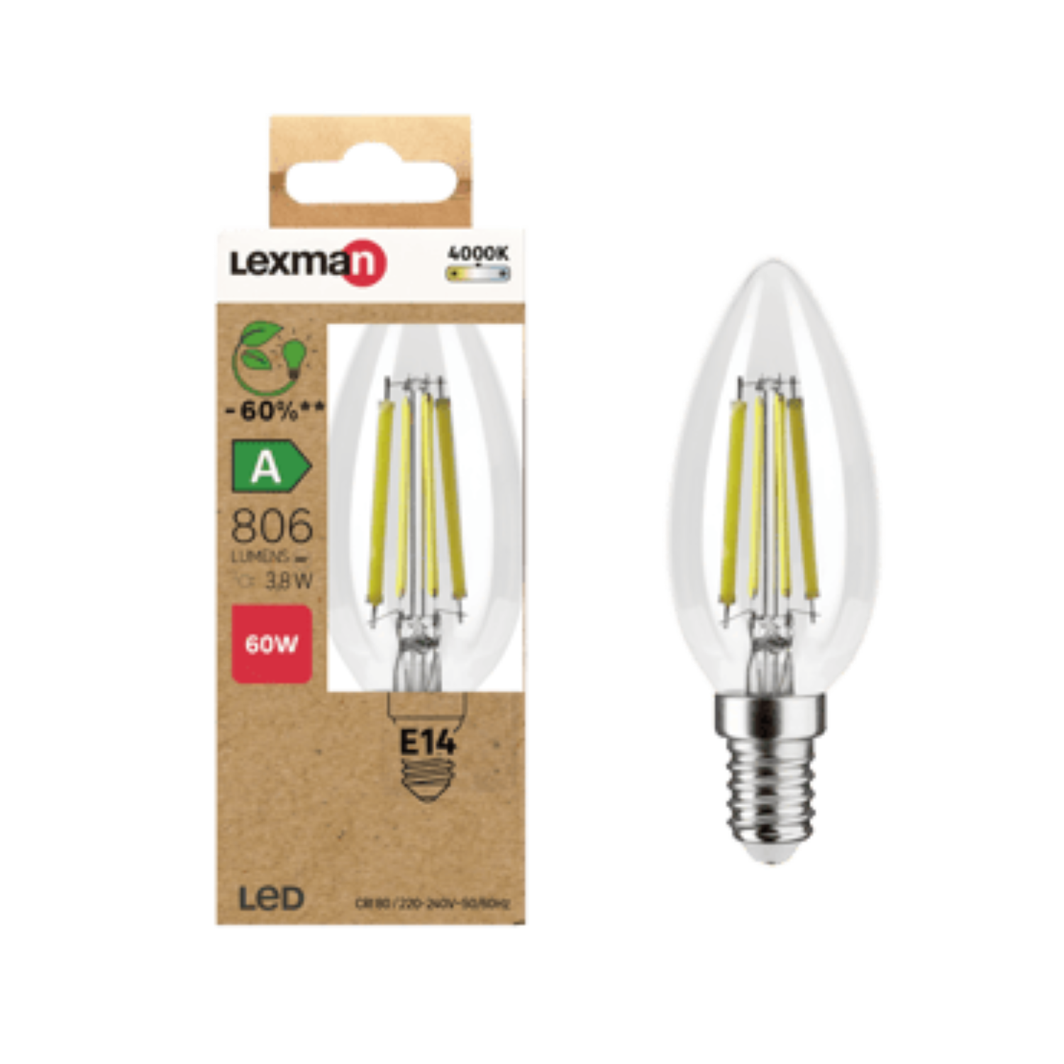 Żarówka E14 4000K 806 lm 3.8W LEXMAN - 2