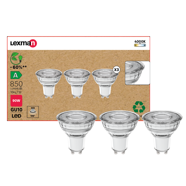 Żarówka GU10 4000K 850 lm 4.7W LEXMAN