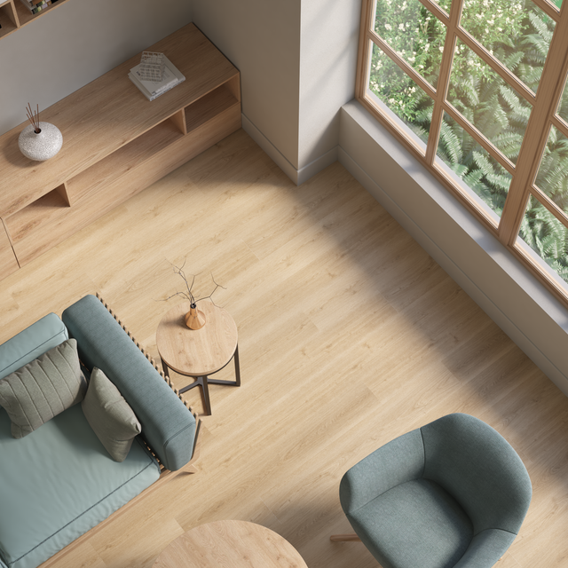 Lame PVC/SPC clipsable bois naturel Ep.5 mm passage intense, Farielle K200 - KERENIS