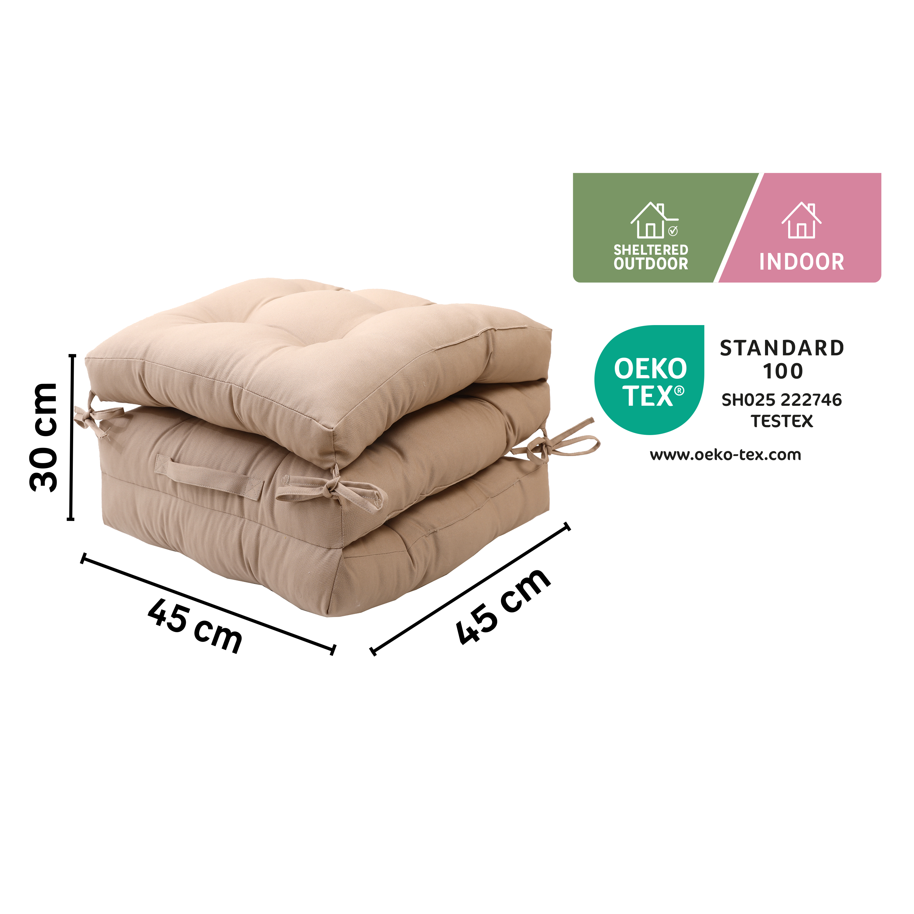 Almofada de chão New Luck 45x45x10 bege Inspire - 8