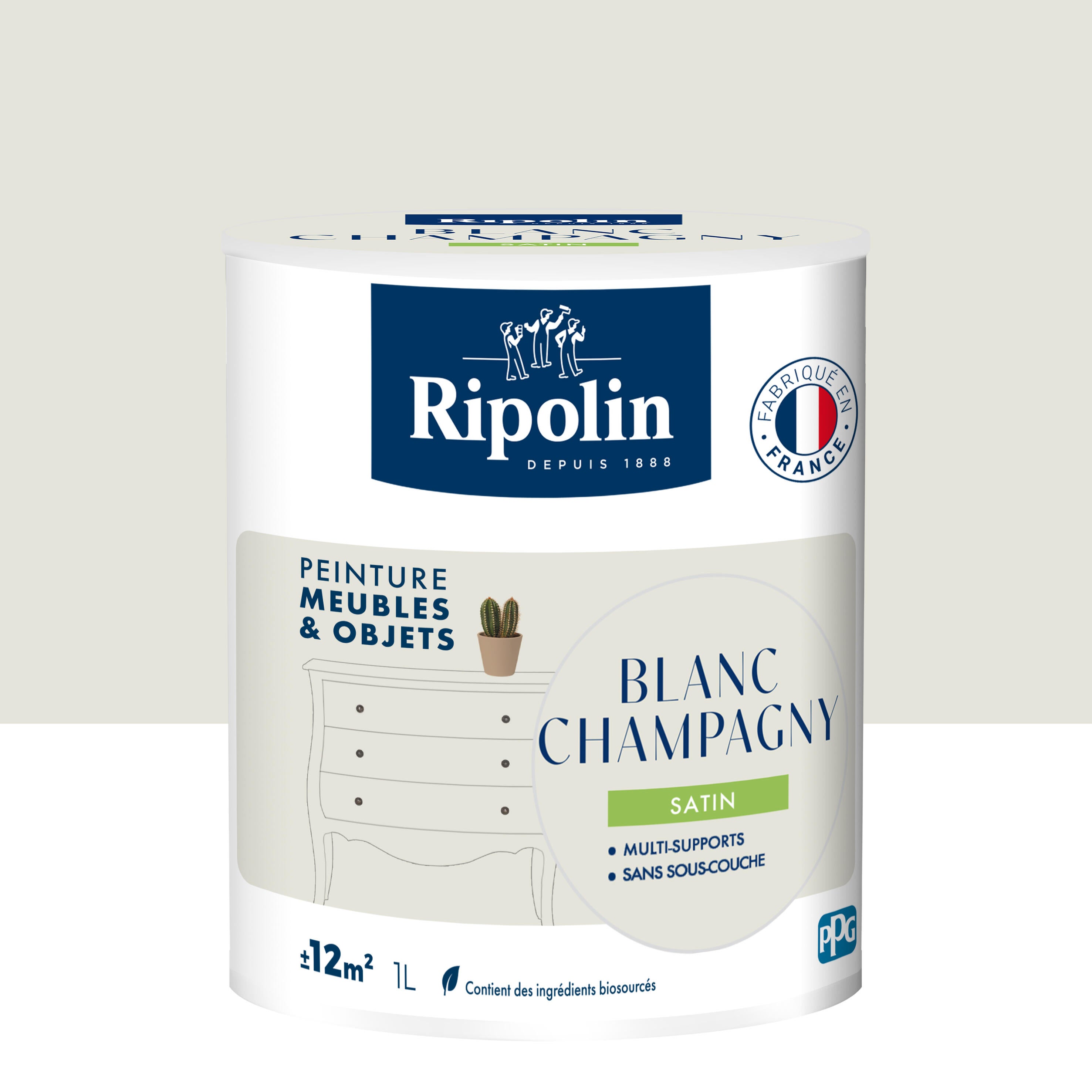 Peinture meuble et objet RIPOLIN blanc champagny satiné 1L