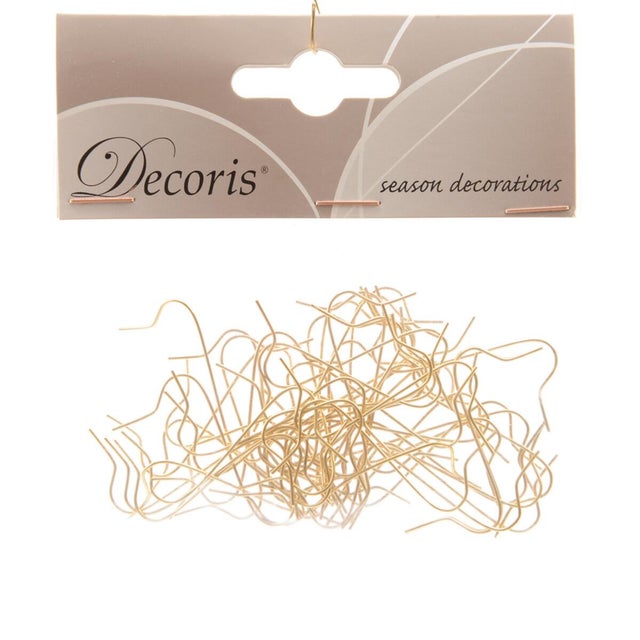 Accessori di Natale ganci in ferro giallo / dorato H 3.5 L 1 cm, 50 pezzi