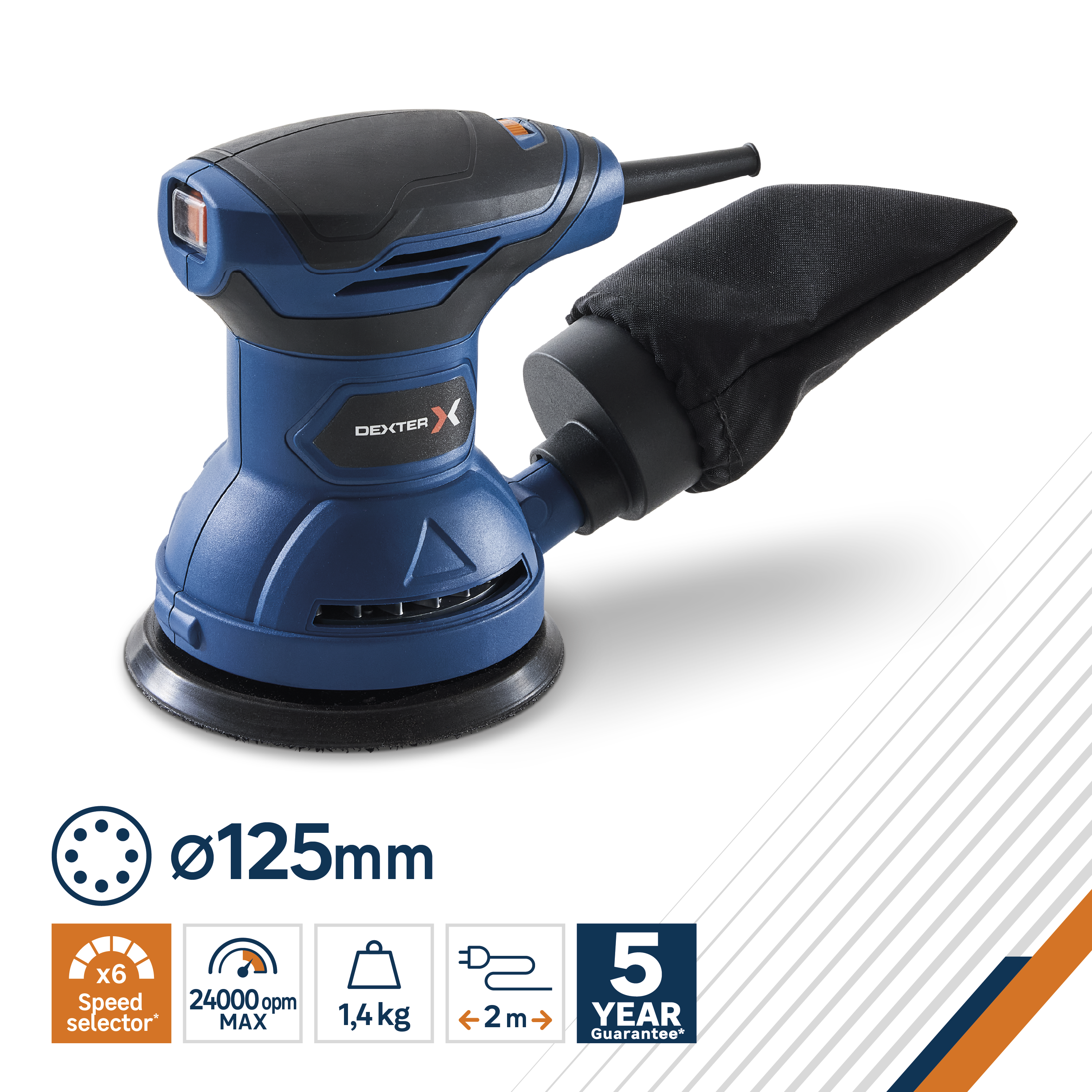 Ponceuse excentrique filaire DEXTER 320OSL1.5001, 320 W - 5