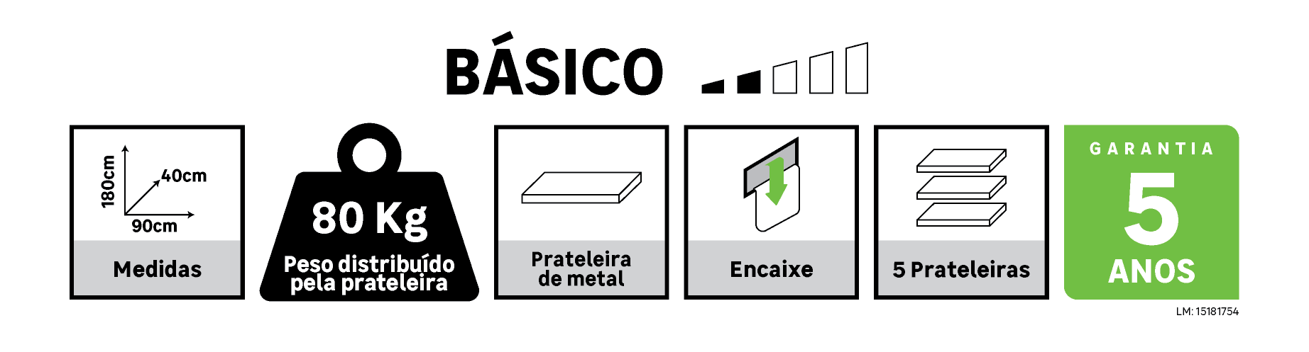 Estante metálica c/pfs cinza 180x90x40cm 80kg AR STORAGE SOLUTIONS - 4