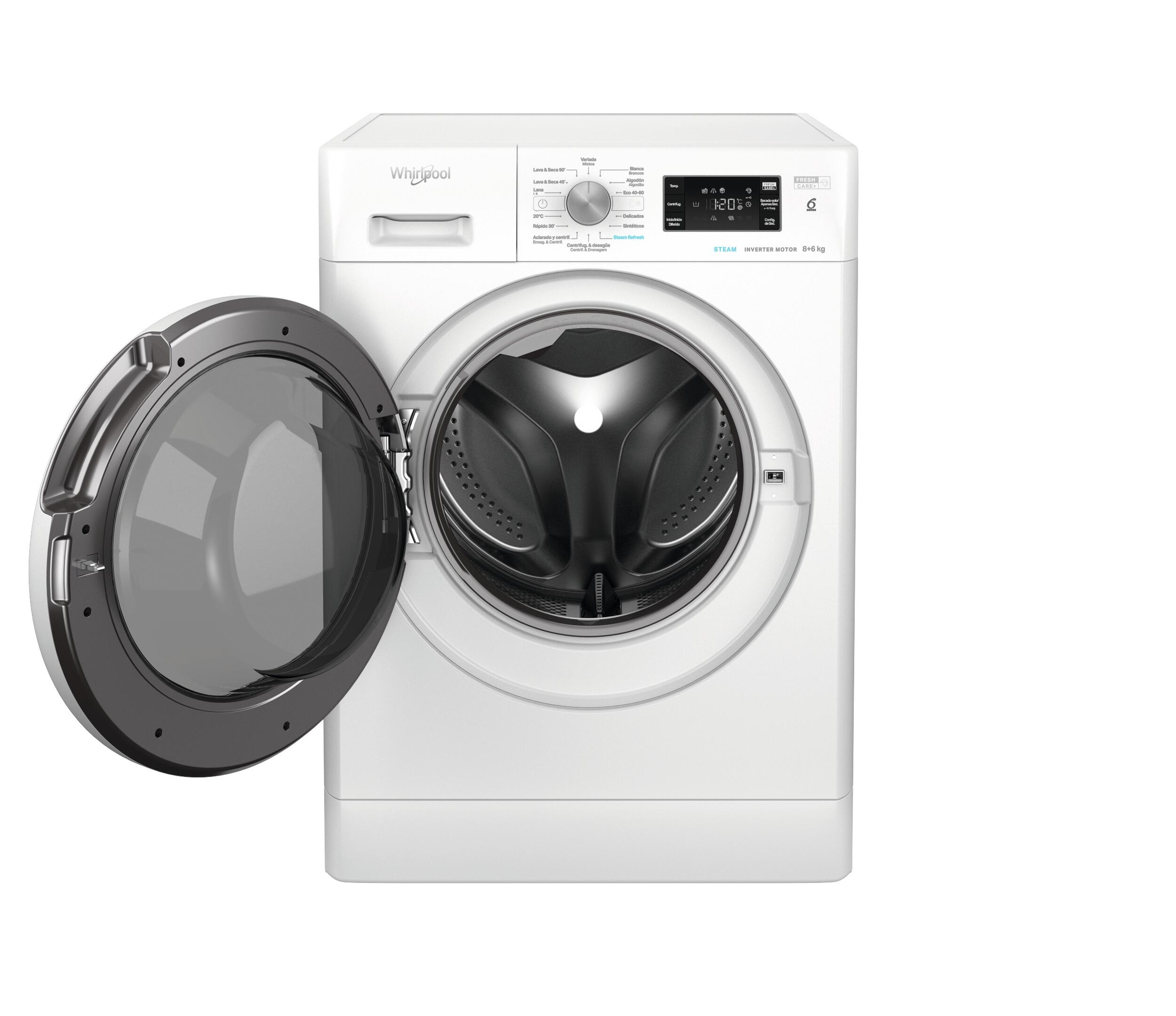 Lavadora secadora WHIRLPOOL FFWDB 864349 WV SPT carga frontal 8 Kg/6 kg. 1400 rpm 14 programas Clase B blanco - 2