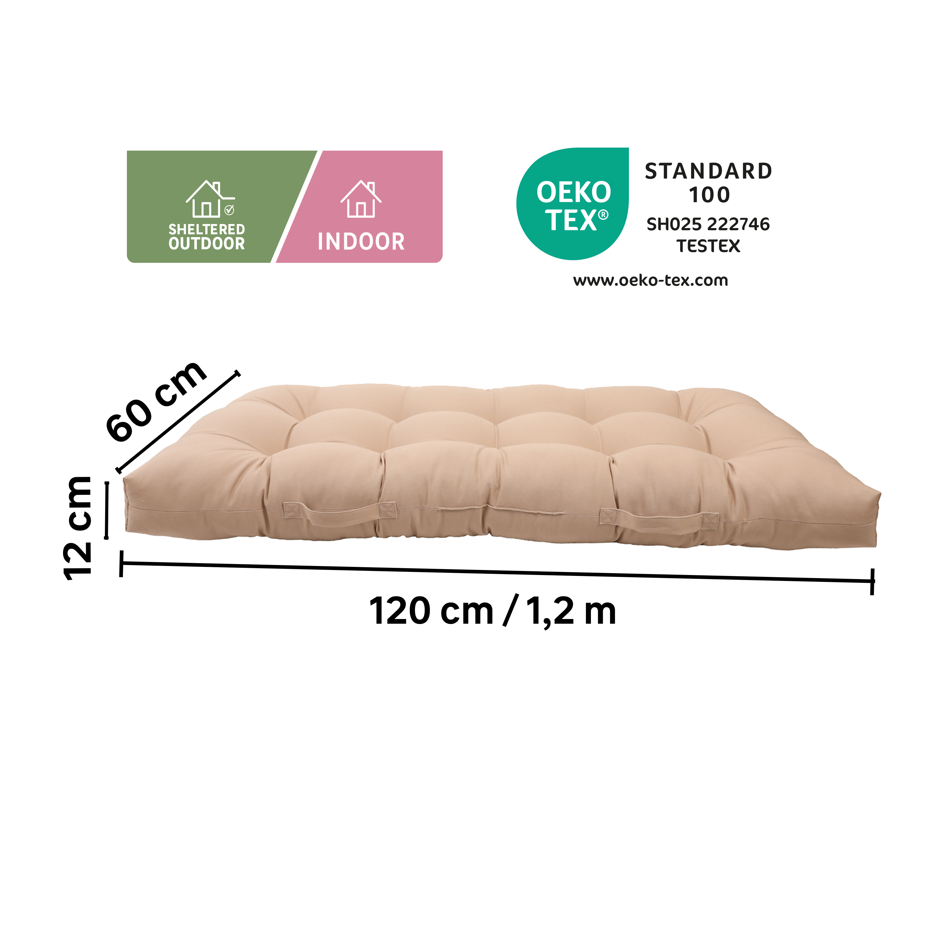 Coussin de sol New luck, beige, l.60 x L.120 cm, INSPIRE - 2