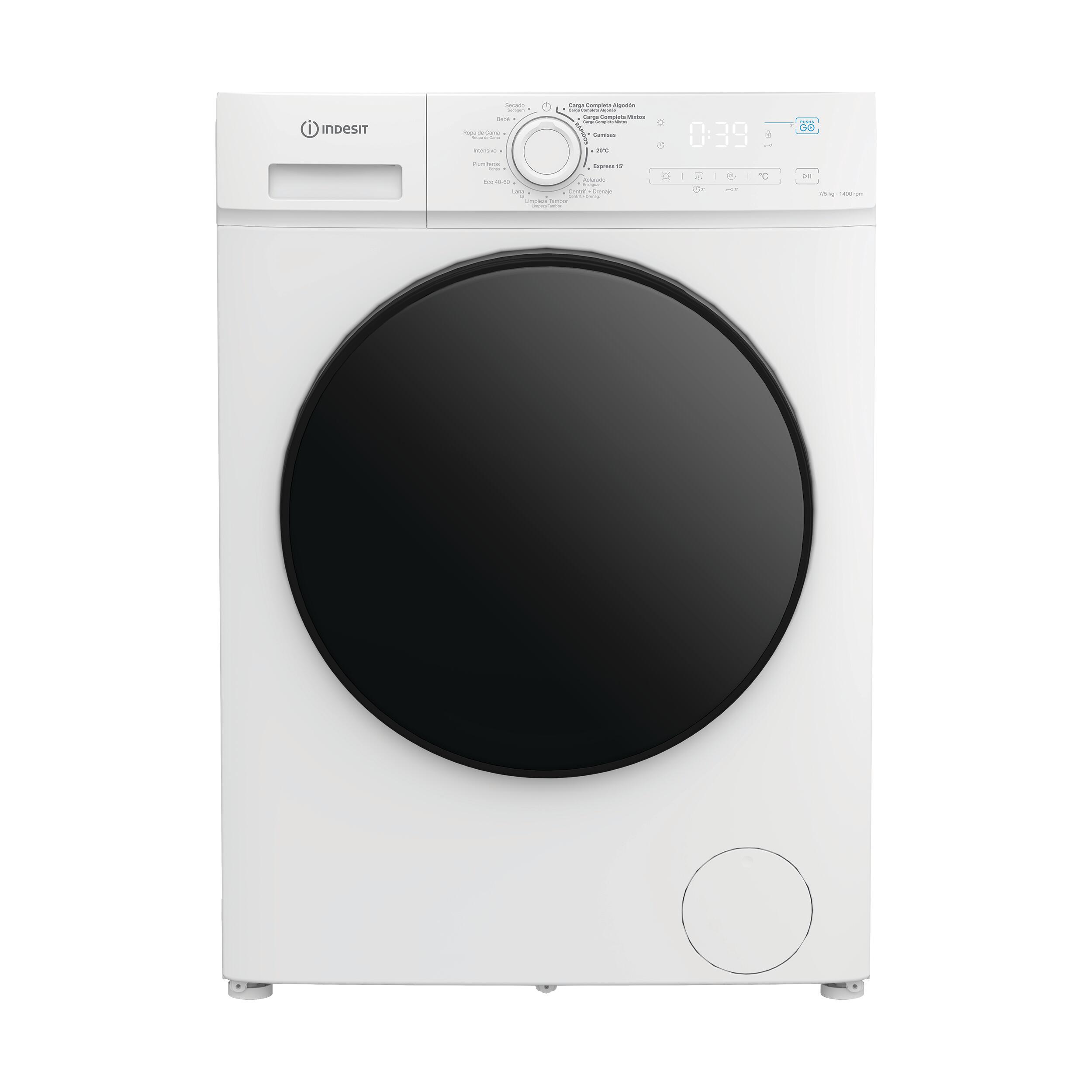 Lavadora secadora indesit idma 75624 my carga frontal 7 kg/5 kg. 1400 rpm 16 programas clase a blanco