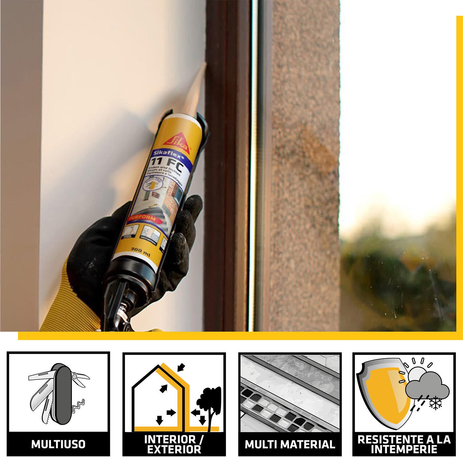 MASILLA A BASE DE POLIURETANO SIKAFLEX 11FC PURFORM 300 ML  BEIGE - 6