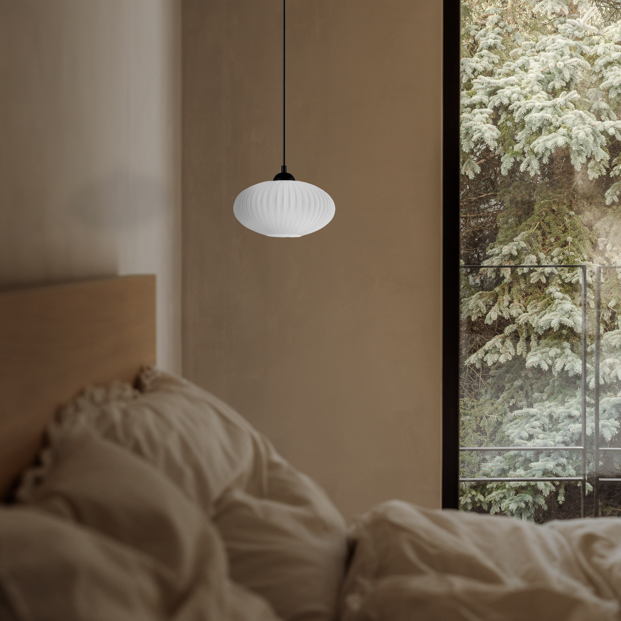 Lampa wisząca Harma E27 27 cm biało-czarna Lamkur