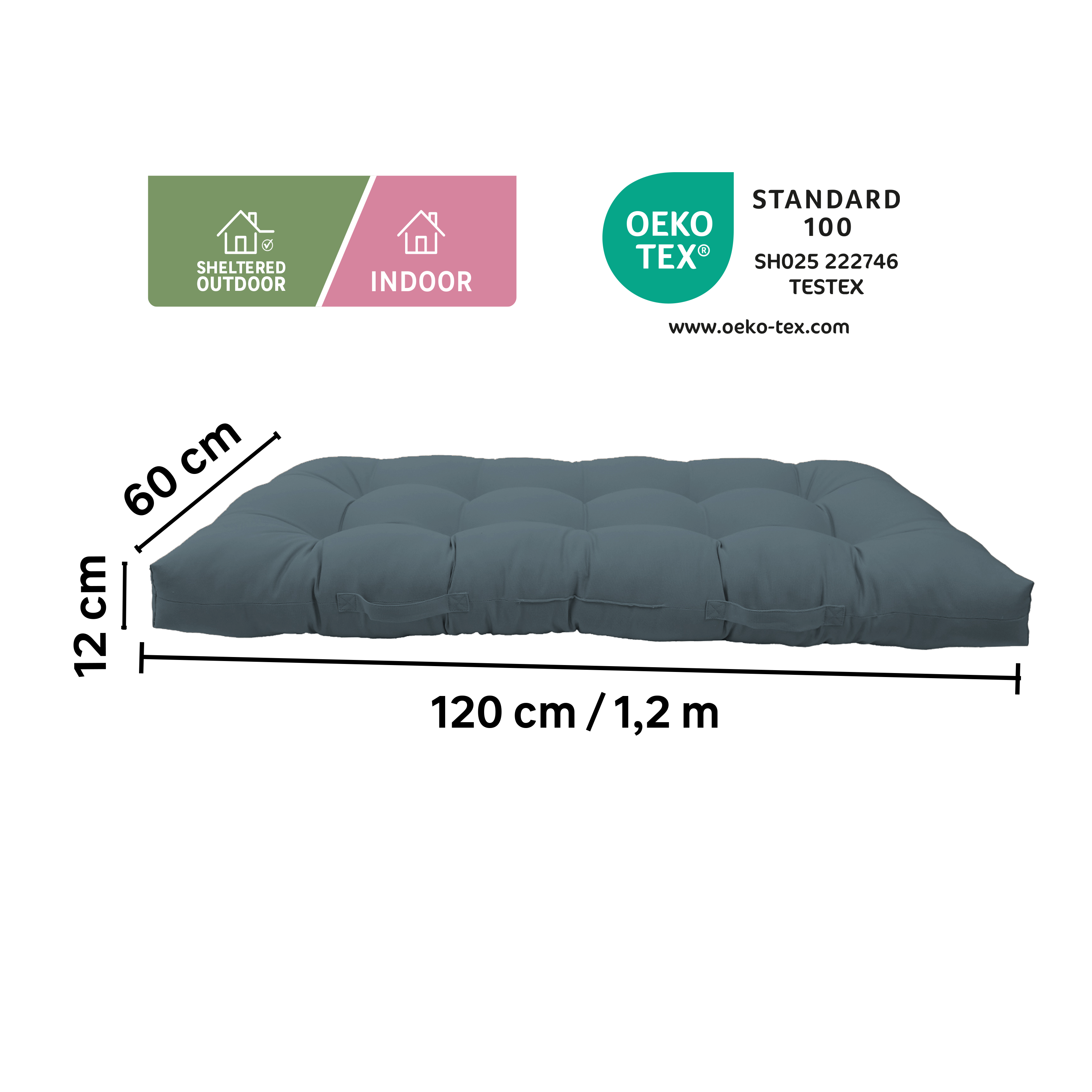 Coussin de sol New luck, gris bleu, l.60 x L.120 cm, INSPIRE - 2
