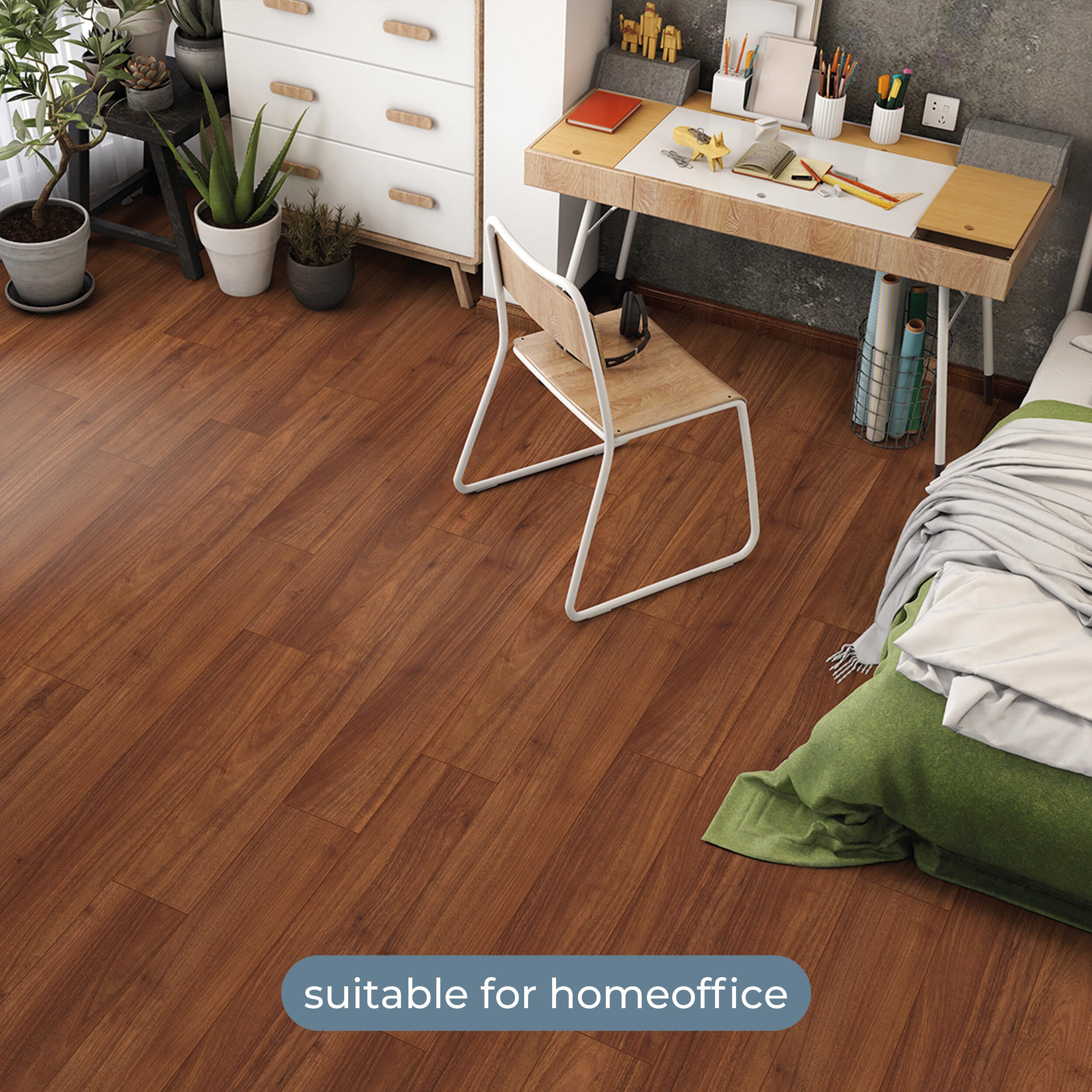 Pavimento laminato effetto legno marrone rossiccio, AC4 classe 32, sp. 8 mm, ARTENS Merbau, 2.22 m² - 5