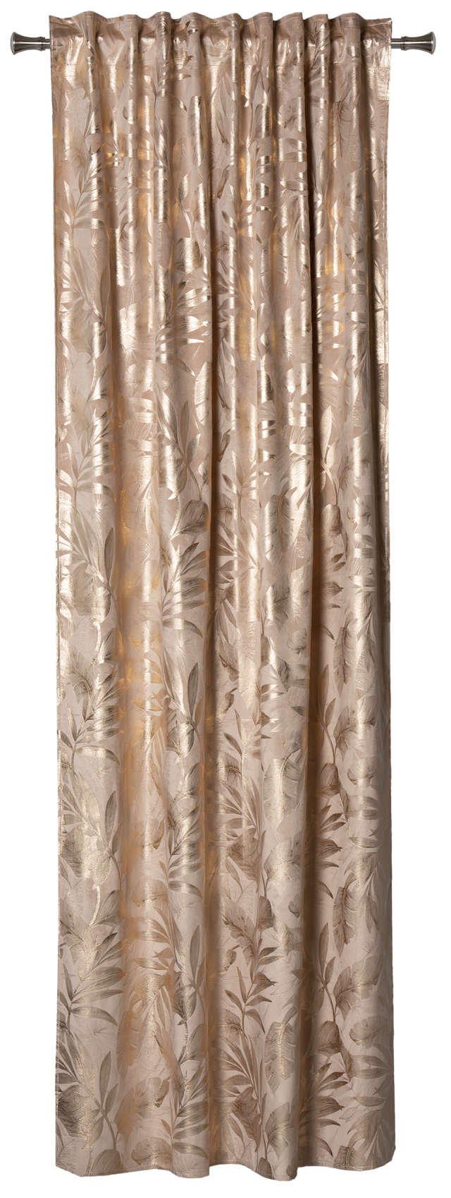Zasłona Velora Liście beżowo-złota 140 x 260 cm na taśmie