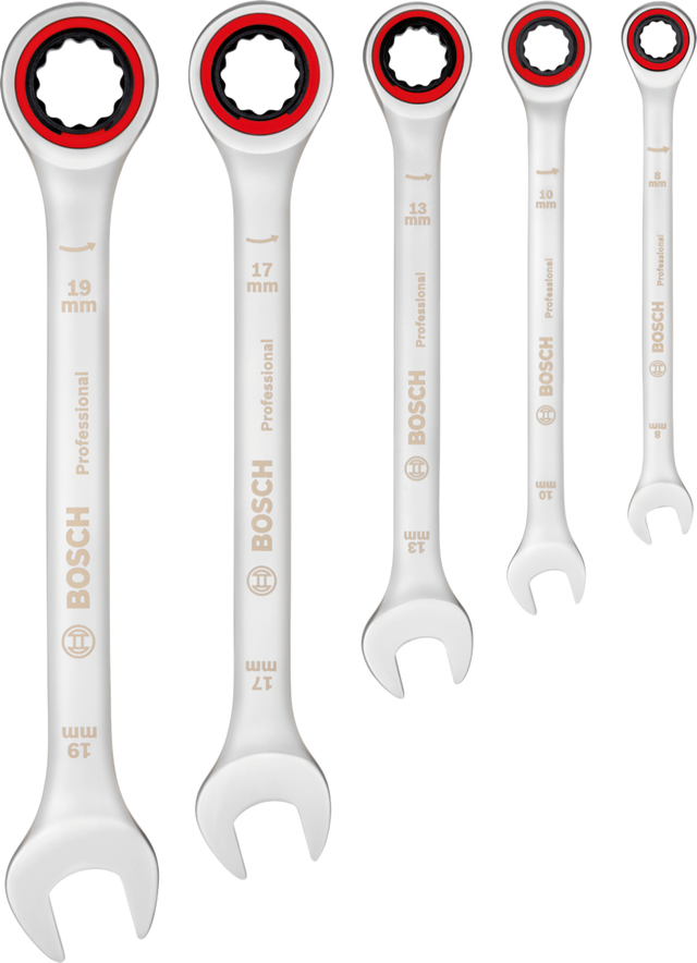 Zestaw kluczy płasko-oczkowych 8, 10, 13, 17 i 19 mm Bosch Professional