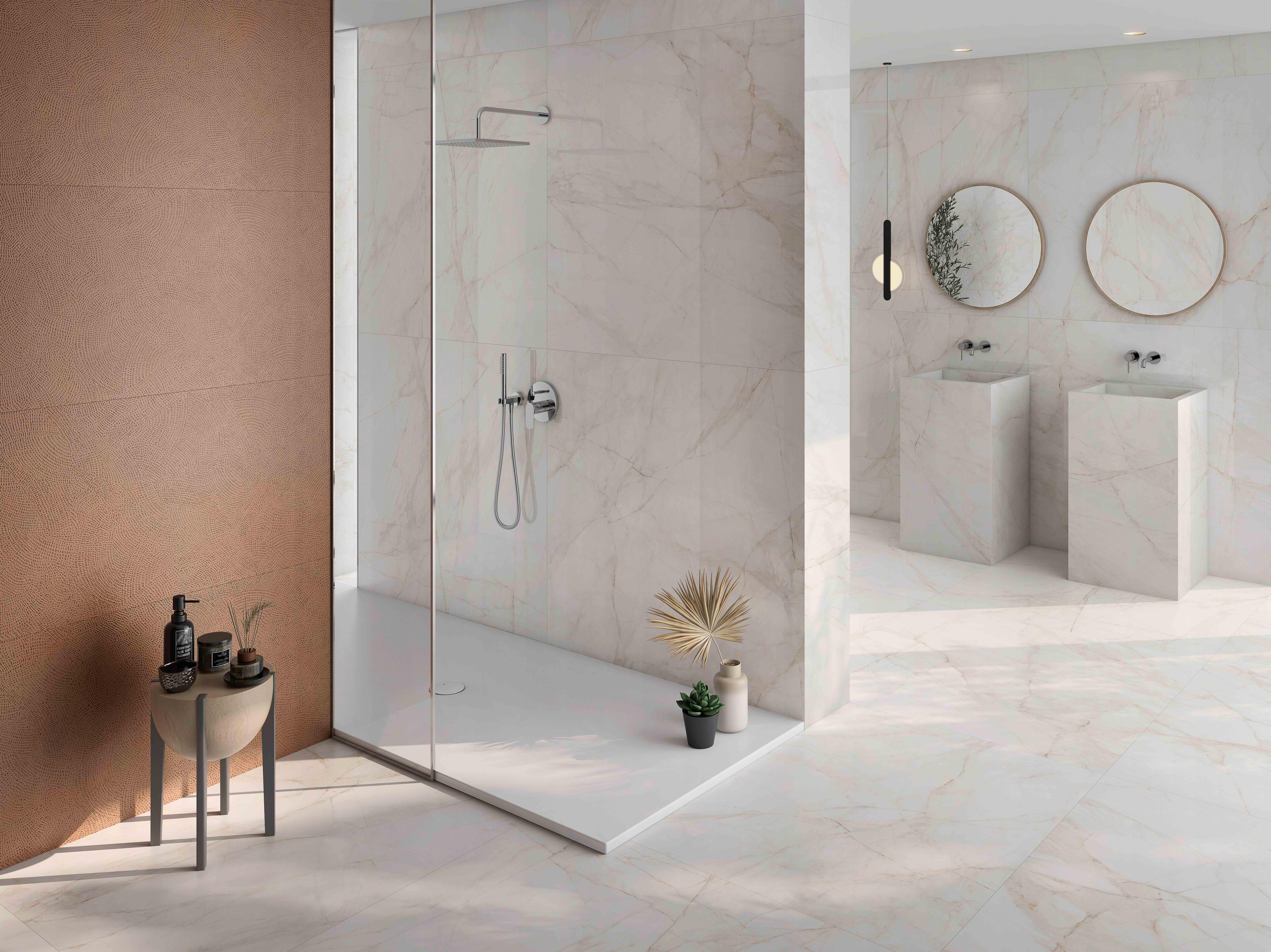 Suelo porcelánico marble cream efecto mármol beige 120x60 cm c1 roca tiles