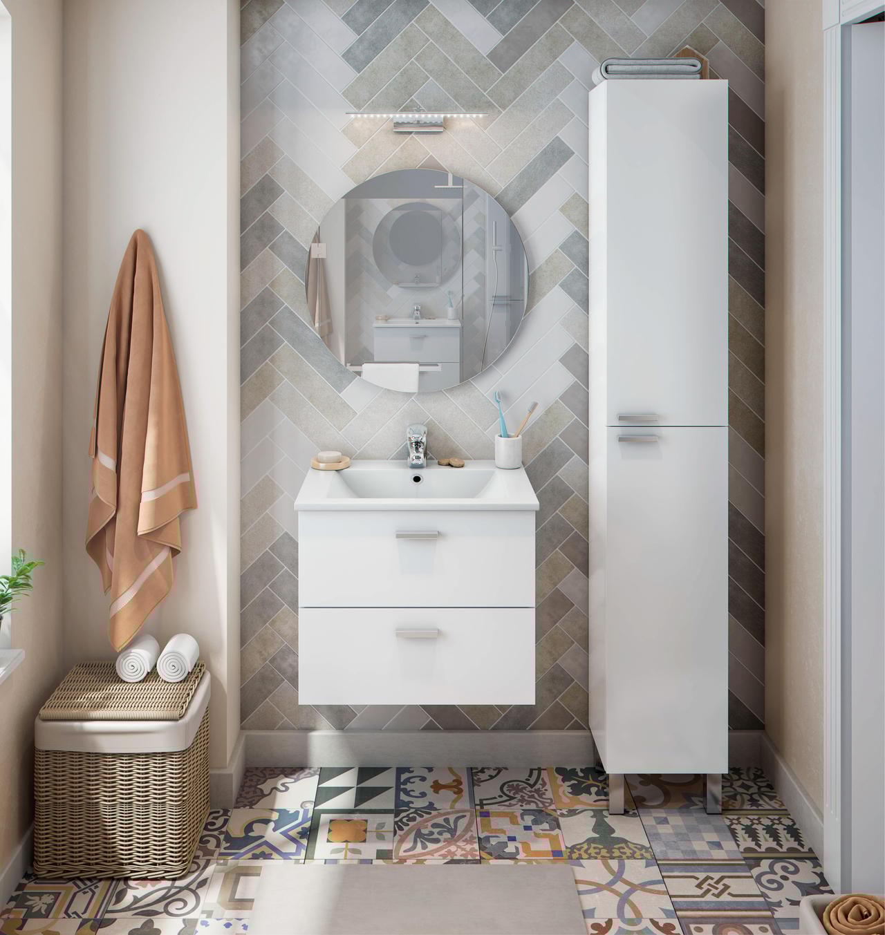 Diapositive Mueble de baño Eco blanco 60cm con 2 cajones