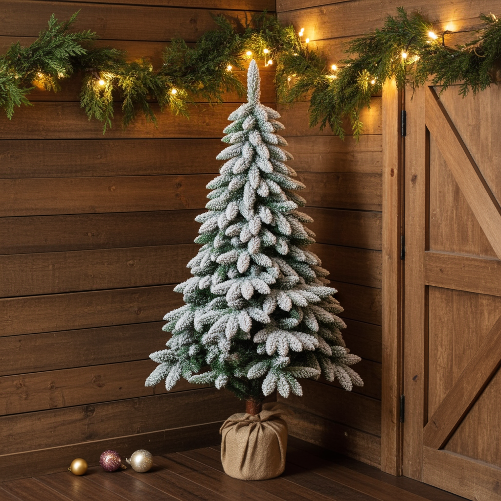 Árbol de navidad tora verde nevado de 180 cm de alto