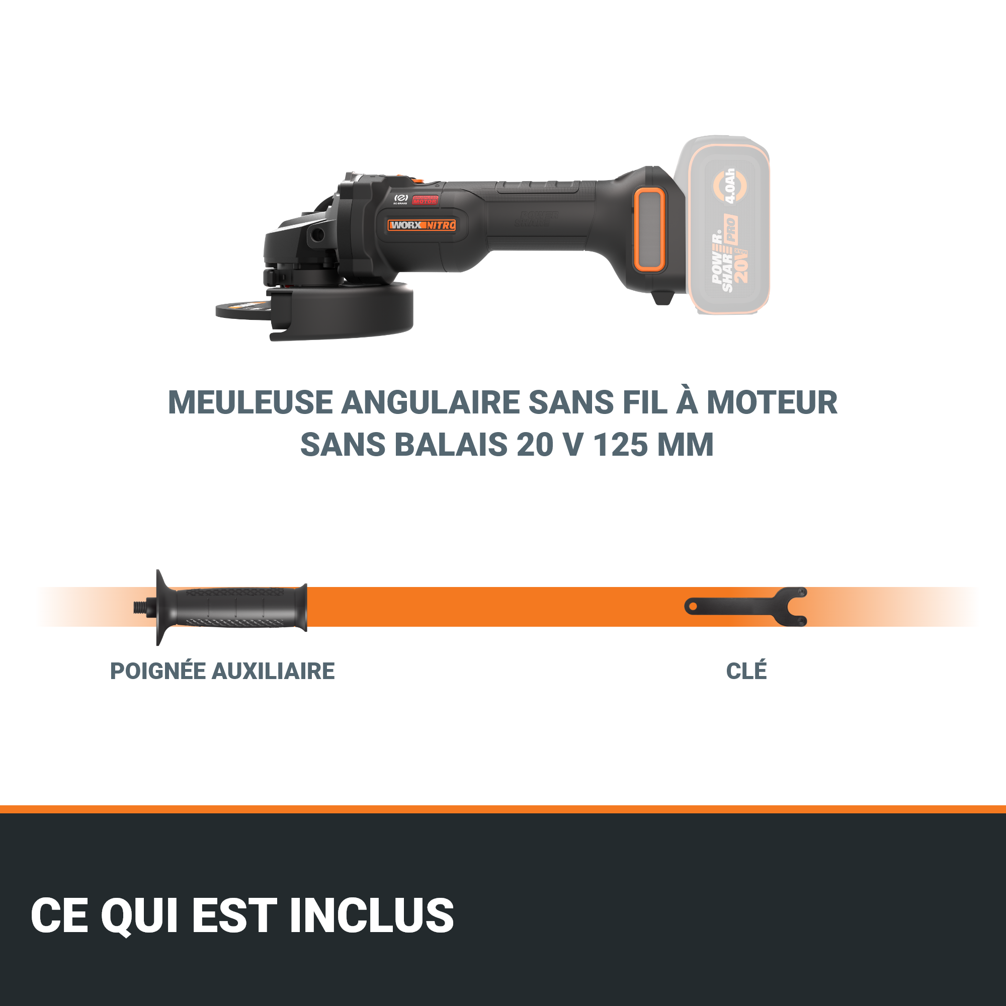 Meuleuse d'angle 20V 125mm WORX - WX814.9 (sans batterie ni chargeur) - 9