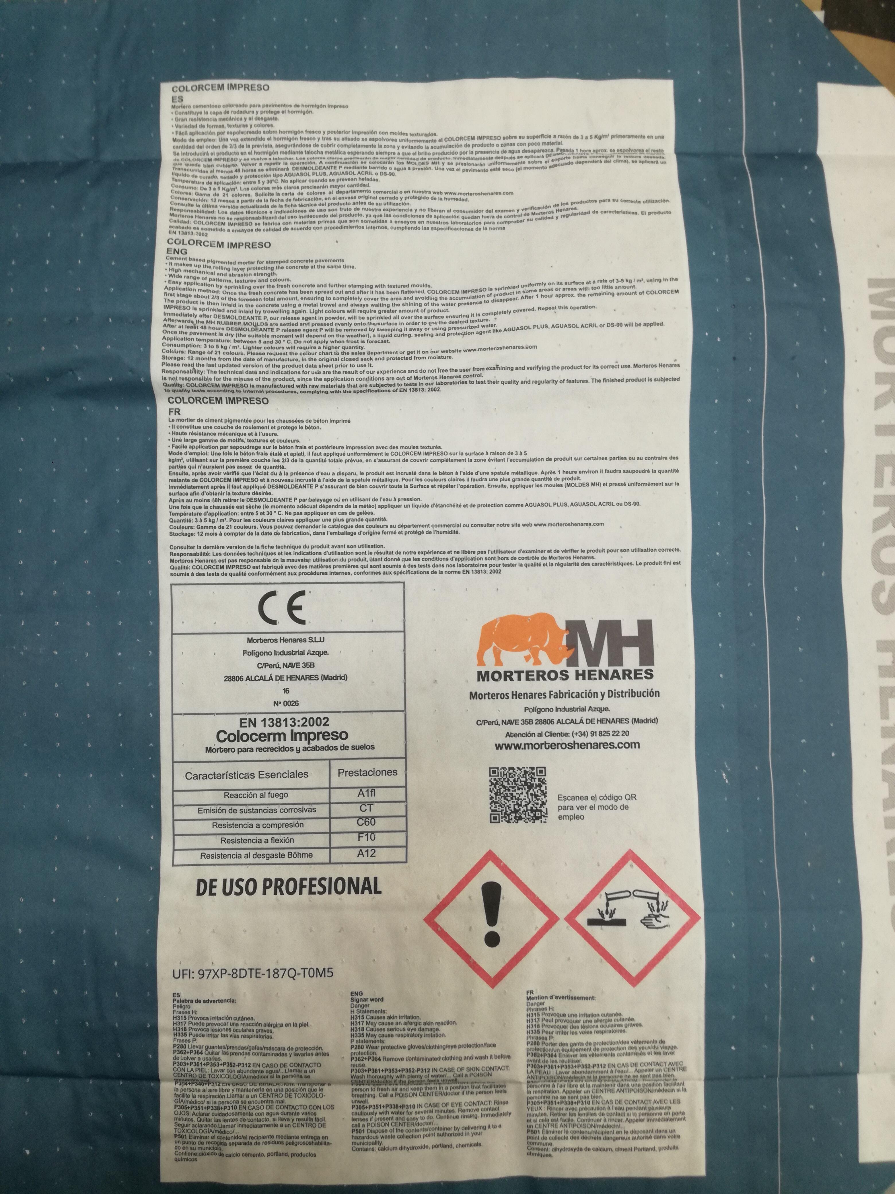 MORTERO COLOREADO PARA HORMIGÓN IMPRESO MORTEROS HENARES 25 KG CORCHO - 2