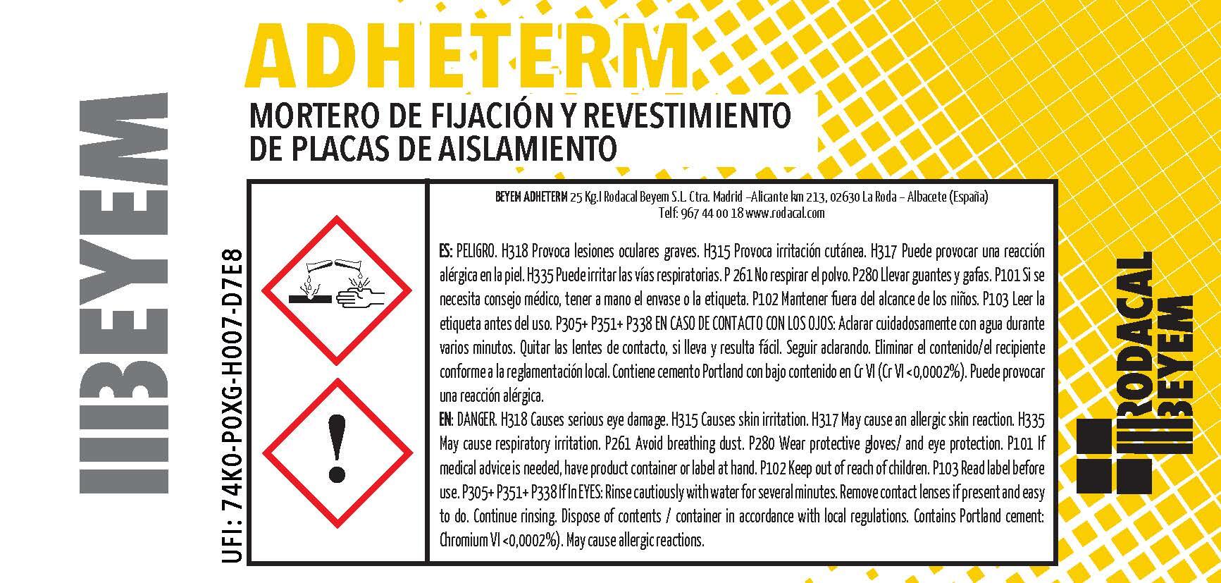MORTERO ADHESIVO Y REGULADOR BEYEM SATE 25KG GRIS - 3