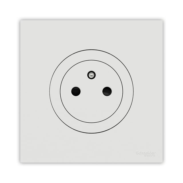 Prise affleurante avec terre complet Odace, SCHNEIDER ELECTRIC, blanc