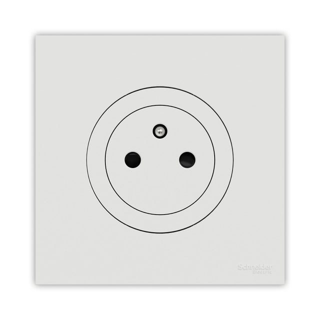 Prise affleurante avec terre complet Odace, SCHNEIDER ELECTRIC, blanc