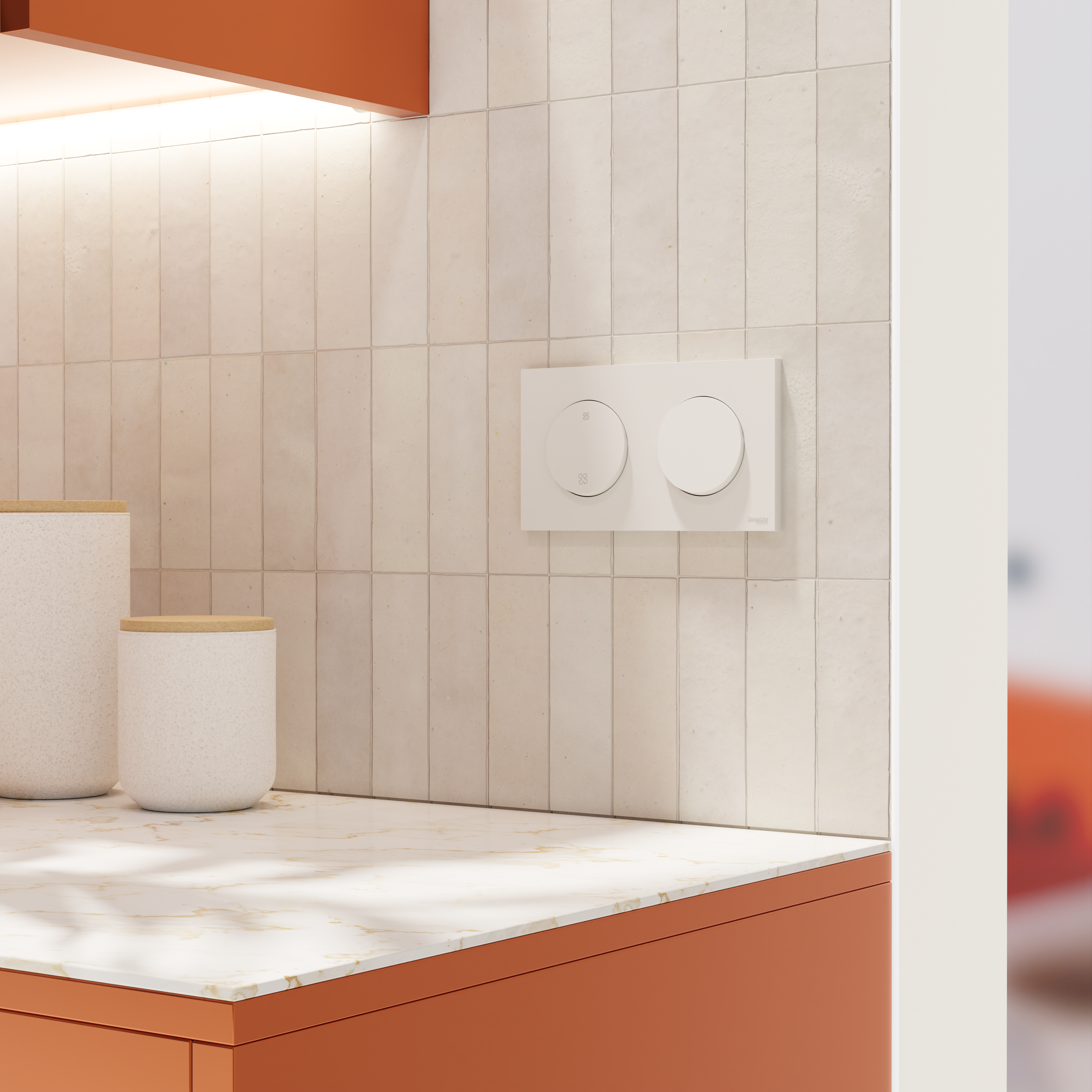 Plaque double Odace, SCHNEIDER ELECTRIC, blanc craie - 3